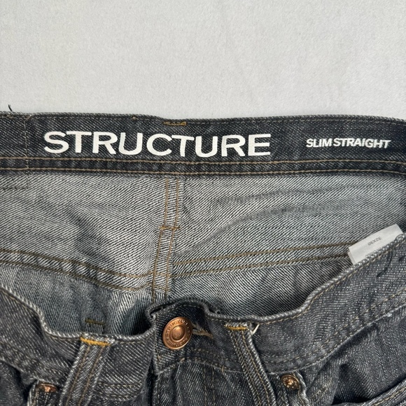 Structure Jeans Mens Size 32X30 Gray Black Slim Straight Leg - Picture 5 of 13